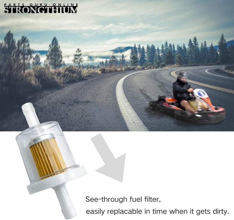 Strongthium 3x 691035 1/4" Inline Fuel Gas Filter Compatible with Briggs and Stratton Engines BS-84001895 Toro Craftsman MTD Snapper Lawn Tractor Generator with Fuel Clamps - Image 3